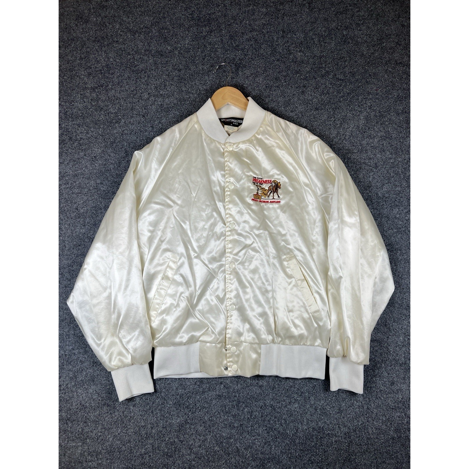 Vintage Preakness Jacket Mens Xl 1992 Satin Bomber Equestrian Horse Racing